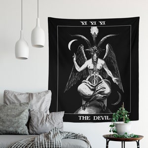 Baphomet Devil Card - 666 - Eliphas Lévi Tapiz de arte oculto "Como es arriba es abajo". - Por Printagrams