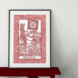 Death - Pink & White Tarot Card Print - L’affiche rose de la carte de la mort, sans cadre