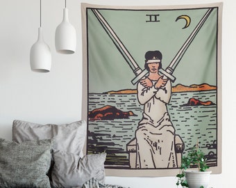 Two of Swords Tarot Card Tapestry – Rider Waite Design