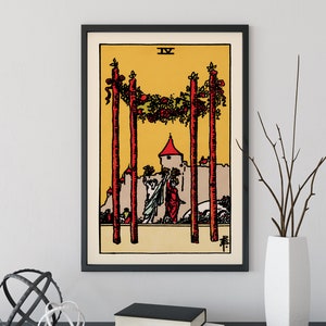 4 baguettes - Impression de cartes de tarot - Poster de cartes Le quatre baguettes, sans cadre