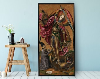 St Michael Defeats the Devil - Bartolomé Bermejo Medieval Painting