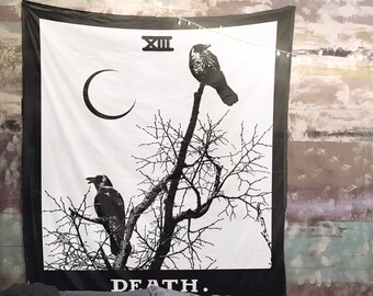 Death Tarot Card Tapestry - Gothic Wall Hanging