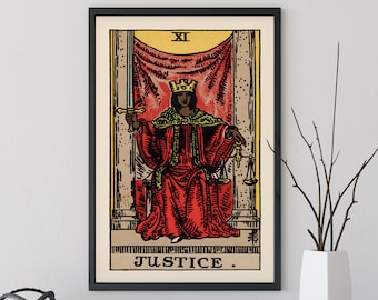 Justicia - Impresión de cartas del tarot - Carta del Tarot El póster de la carta de la mujer negra de la justicia, sin marco