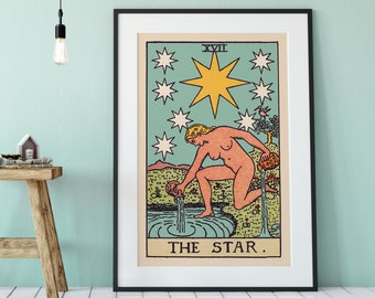 The Star - Tarot Card Print - The Star Poster, No Frame