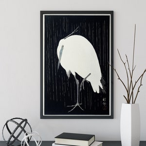 Egret in the rain (1925 - 1936) by Ohara Koson (1877-1945) (No Frame)