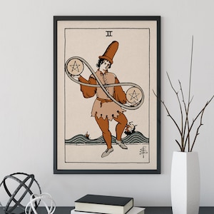 Two Of Pentacles- Tarot Card Print - The 2 Of Pentacles Card Natural Vibe Poster, No Frame