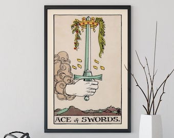 Ace of Swords- Tarot Card Print - The Ace of Swords Card Poster, No Frame