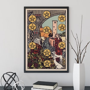 Ten of Pentacles - Tarot Karten Druck - Die 10 der Pentakel Karte Poster, ohne Rahmen