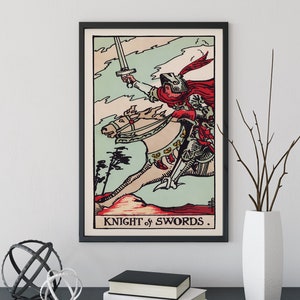 Knight Of Swords- Tarot Card Print - The Knight Of Swords Card Poster, No Frame