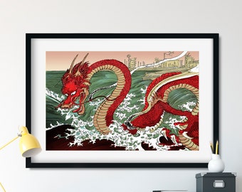 Japanese Print Red Dragon - Ukiyo-e Utagawa Kuniyoshi Japanese Dragon Print (No Frame)
