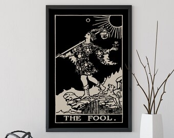 The Fool - Tarot Card Print - the Fool Black Card Poster, No Frame