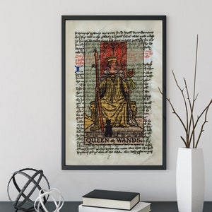 Koningin van Staven Tarot Kaart Print - De Koningin van Staven Poster, Tarot Kaart Poster, Tarot kunst, Tarot kunst aan de muur, Tarot Gift, Grote Arcana