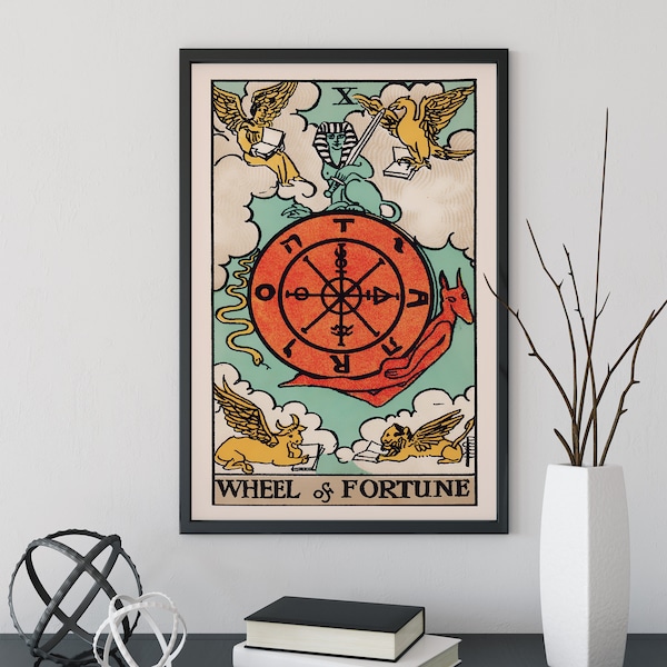 Wheel Of Fortune - Tarot Card Print - Tarot Card The Wheel Of Fortune Card Poster, No Frame