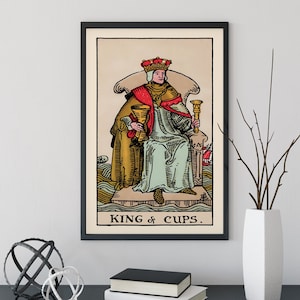 Le roi des tasses - Impression de cartes de tarot - Poster de cartes Le roi des tasses, sans cadre