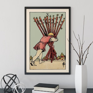 10 de baguettes - Impression de cartes de tarot - Affiche de cartes de dix baguettes, sans cadre