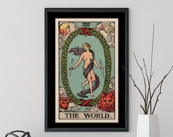The World - Tarot Card Print - The World Card Poster, No Frame