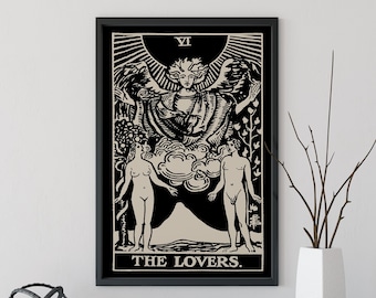 The Lovers Tarot Card Print - Vintage Style Art