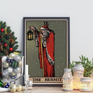 Christmas Print - The Hermit - Christmas Tarot Card Print - The Hermit Holiday Card Poster, No Frame