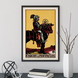 Knight of Pentacles- Tarot Card Print - The Knight of Pentacles Card Poster, No Frame