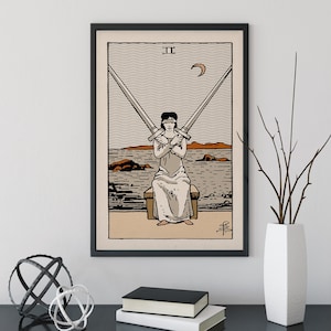 Two of Swords- Tarot Card Print - The 2 of Swords Card Natural Vibe Poster, No Frame