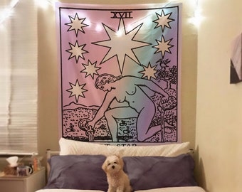The Star Tarot Card Tapestry - Rider Waite Teal Pastel Goth Decor
