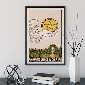 Ace Of Pentacles- Tarot Card Print - The Ace Of Pentacles Card Poster, No Frame