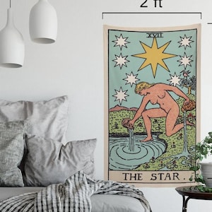 Tapisserie de cartes de tarot L'étoile - Tapisserie de cartes complètes - Tapisserie de pont de serveur cavalier