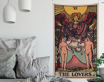 The Lovers Tarot Card Tapestry - Full Card Tapestry - Rider Waite Deck Tapestry