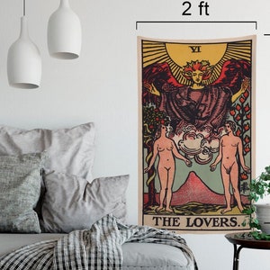 The Lovers Tarot Card Tapestry - Full Card Tapestry - Rider Waite Deck Tapestry