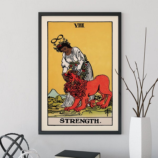 Kraft- Tarot Karte Print - The Strength Black Woman Card Poster, kein Rahmen