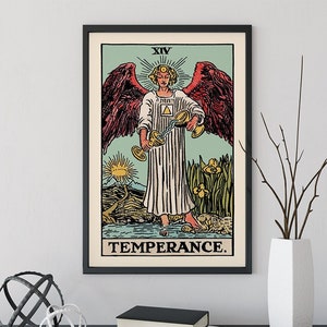 Temperance - Tarot Card Print - The Temperance Blue Card Poster, No Frame