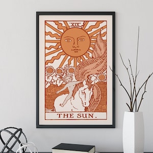 The Sun- Tarot Card Print - The Sun Card Warm Color Scheme Poster, No Frame