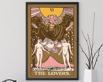 The Lovers Tarot Card Print – Neapolitan Pastel Goth Art