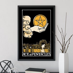 Ace Of Pentacles- Tarot Card Print from the Green Menagerie Tarot - The Ace Of Pentacles Card Poster, No Frame