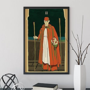 Impression de cartes de tarot Two of Wands from the Green Menagerie Tarot - Poster de cartes The 2 of Wands, sans cadre