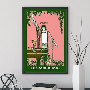 The Magician- Tarot Card Print - The Magician Card Bubblegum Goth Colors Poster, No Frame