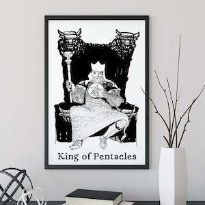 King of Pentacles- Tarot Card Print - The King of Pentacles Card Poster by Printagrams, No Frame