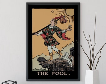 Lámina de la carta del Loco del Tarot - Ilustración en tonos más oscuros