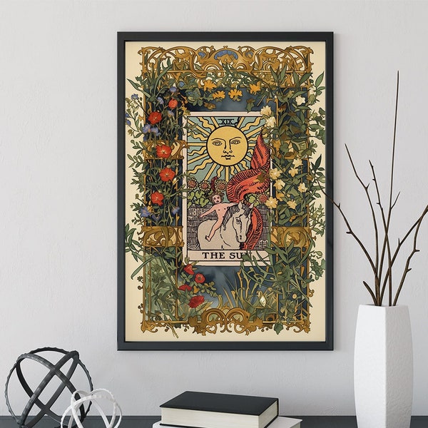 Die Sonne Tarot Karte Kunstdruck – Positive Wahrsagerei