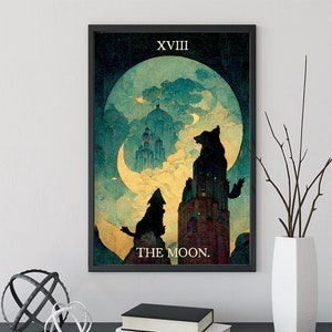 The Moon - Tarot Card Print - The Moon Card Poster, No Frame