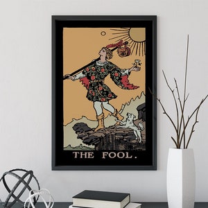The Fool- Tarot Card Print - The Fool Card Darker Colorway Poster, No Frame