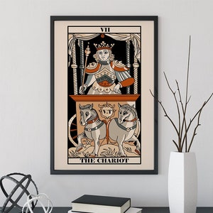 Impresión de la carta El Carro del Tarot de Marsella - Póster de la carta El Carro, sin marco