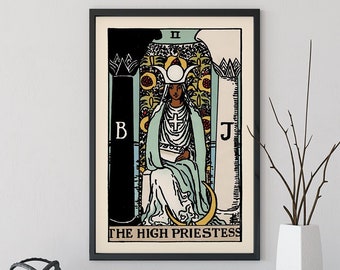 The High Priestess - Tarot Card Print - The High Priestess Black Woman Card Poster, No Frame