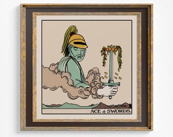Ace of Swords Tarot Card Art Print – Full Picture