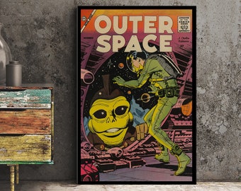 Impressão de arte da capa de quadrinhos vintage do espaço sideral
