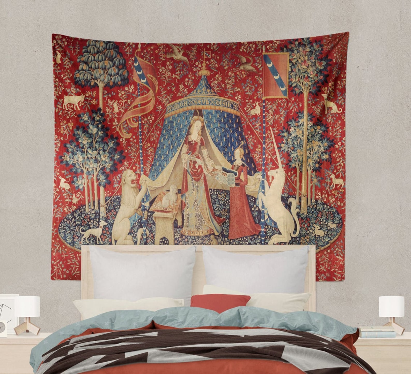 Lady With Unicorn Tapestry printed - Etsy