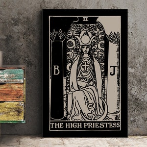 The High Priestess - Tarot Card Print - The High Priestess Card Poster, No Frame