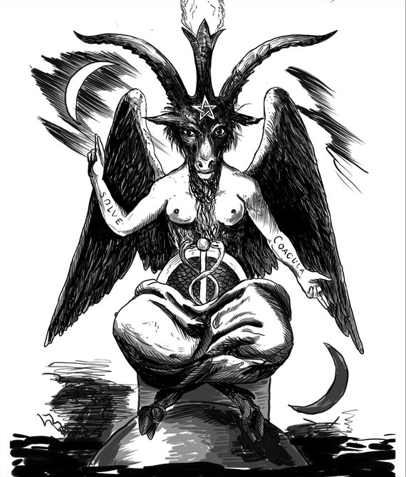 Baphomet Eliphas Lévi Occult Art Tapestry as Above so Below. by Printagrams  - Etsy Norway