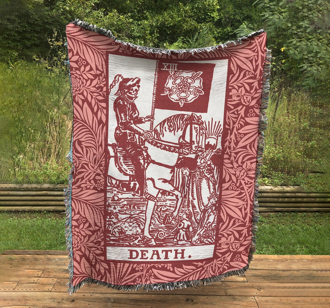 Woven Blanket Death Tarot Card Pink Throw Blanket Rider Etsy