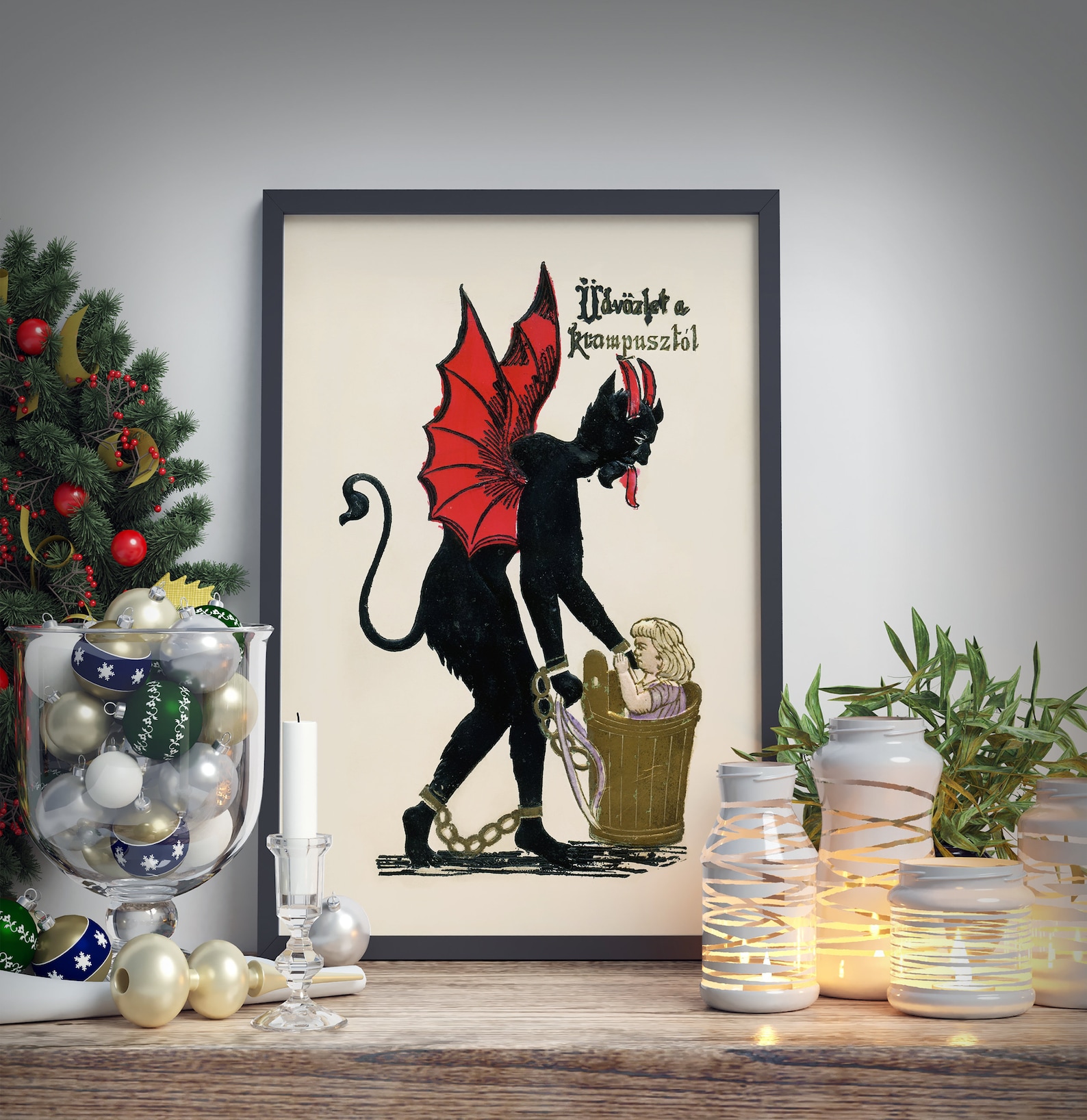 Krampus Christmas Holiday Card Poster, No Frame
